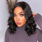 12in Black Long Wavy Synthetic Wig – Center Part - WigWonders
