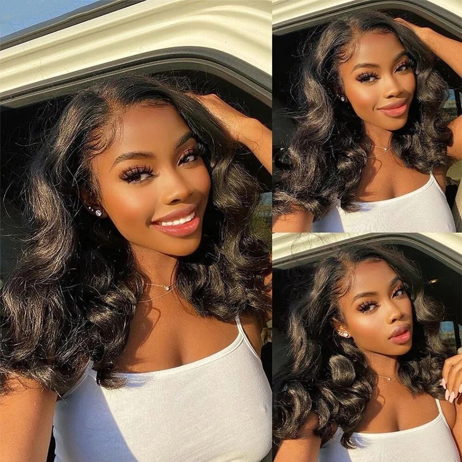 12in Black Long Wavy Synthetic Wig – Center Part - WigWonders