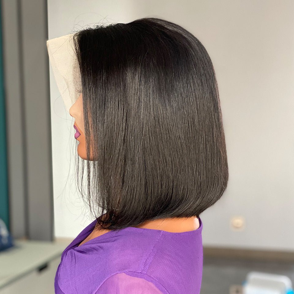13x4 Human Hair Bob Lace Front Wig Straight - WigWonders
