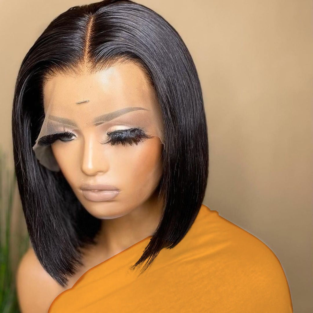 13x4 Human Hair Bob Lace Front Wig Straight - WigWonders
