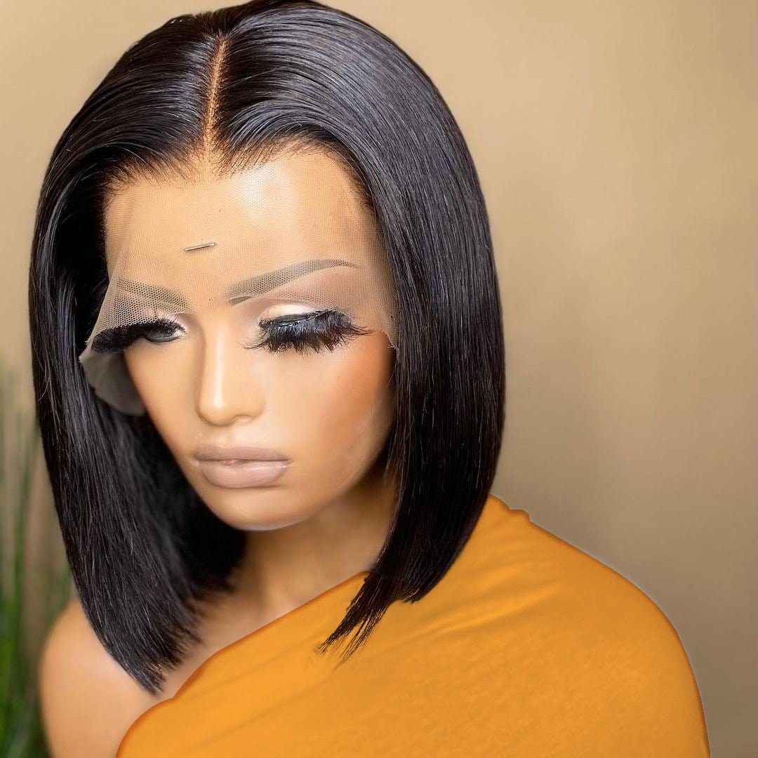 13x4 Human Hair Bob Lace Front Wig Straight - WigWonders
