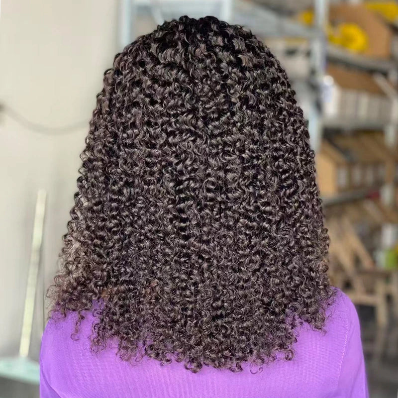 16 Inch Curly 200% Density Human Hair Half Wig