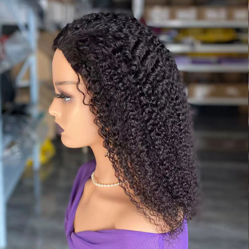 16 Inch Curly 200% Density Human Hair Half Wig