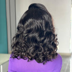 200 Density Bouncy Curl Lace Front Human Hair Wig - 16" Natural Black - WigWonders