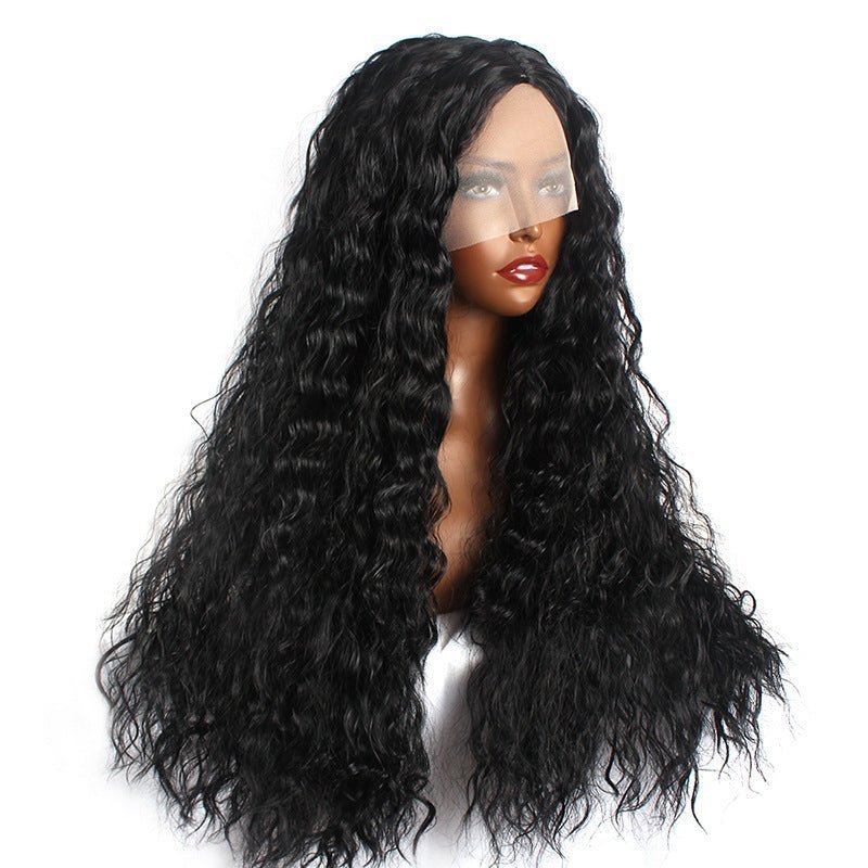 23.6" Center Part Long Curly Wig | High Temperature Synthetic African Curly Wig - WigWonders