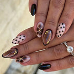 Statement Nail Art Press-On Nails, 40 Designs — Mocha Cat Eye Polka Dot