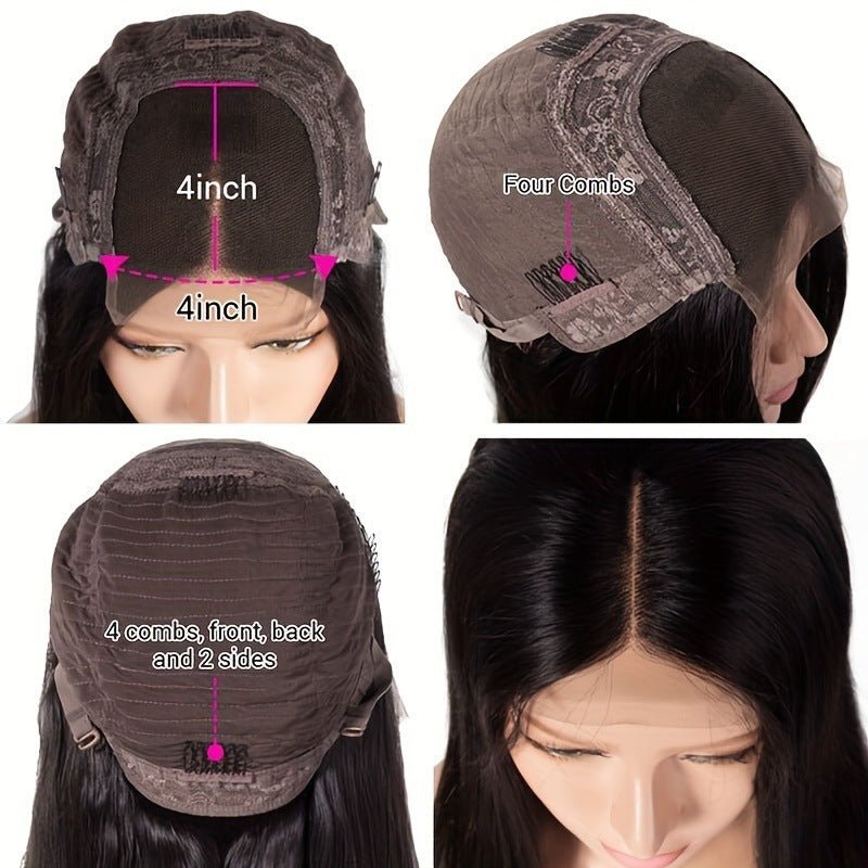 4x4 Lace Closure Straight Bob Human Hair Wig Natural Black - WigWonders