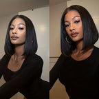 4x4 Lace Closure Straight Bob Human Hair Wig Natural Black - WigWonders