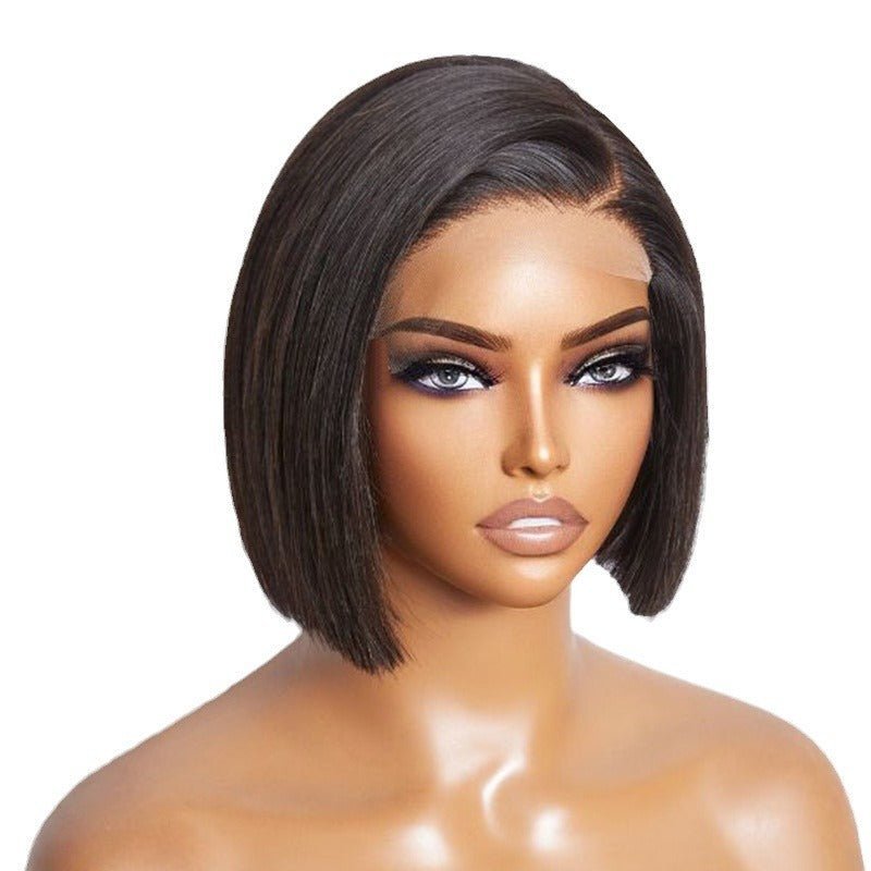 4x4 Lace Closure Straight Bob Human Hair Wig Natural Black - WigWonders