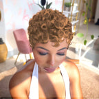 6" Human Hair Pixie Cut Wig - Curly Elf Short Bob - WigWonders