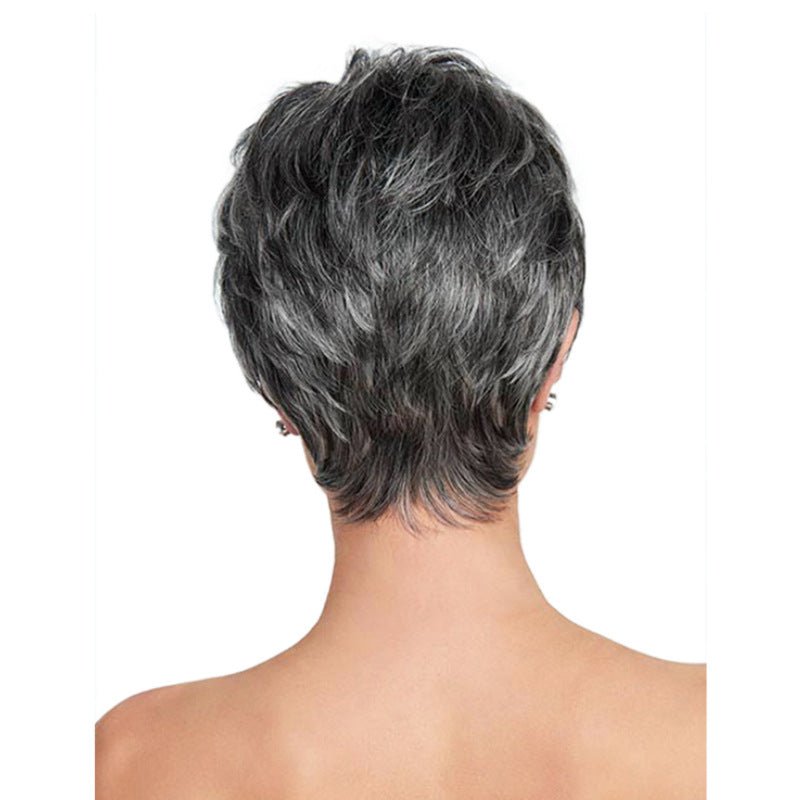 6in Synthetic Pixie Wig - Black & White Mix - WigWonders