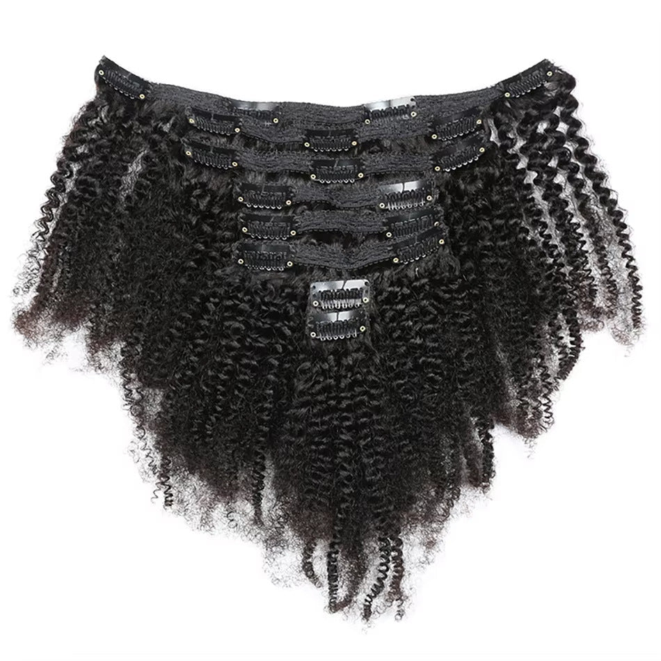 9A Afro Kinky Curly Clip-In Hair Extensions - 8 Piece Set - WigWonders