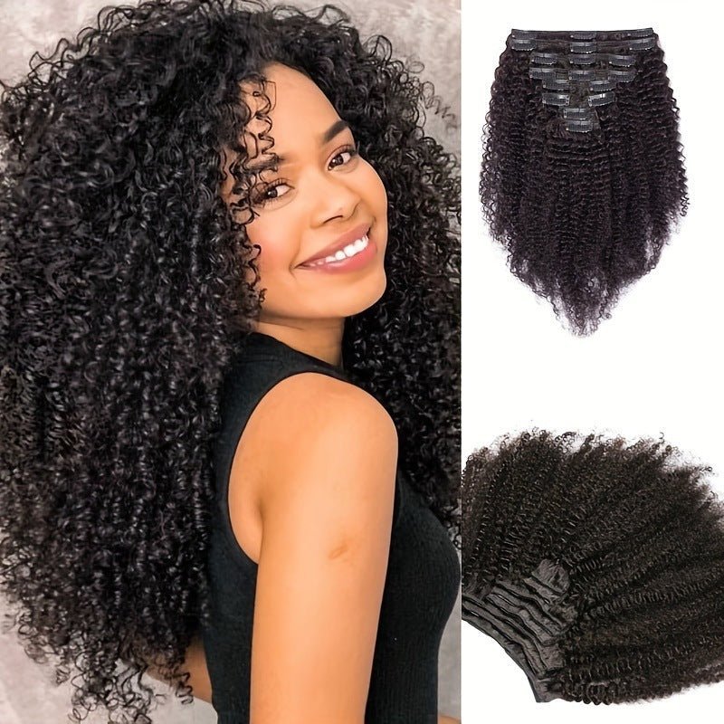 9A Afro Kinky Curly Clip-In Hair Extensions - 8 Piece Set - WigWonders