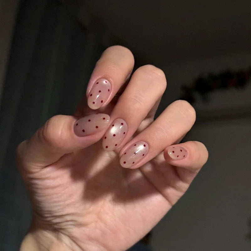 Everyday Nail Art Press-On Nails, 32 Designs — Pink Aurora Polka Dot