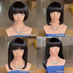 Blunt Bangs Straight Bob Human Hair Wig - Black - WigWonders