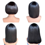 Blunt Bangs Straight Bob Human Hair Wig - Black - WigWonders