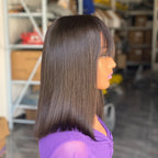 Brazilian Bone Straight Human Hair Wig - 12 Inch High Density - WigWonders