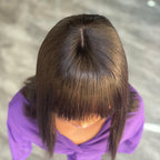 Brazilian Bone Straight Human Hair Wig - 12 Inch High Density - WigWonders
