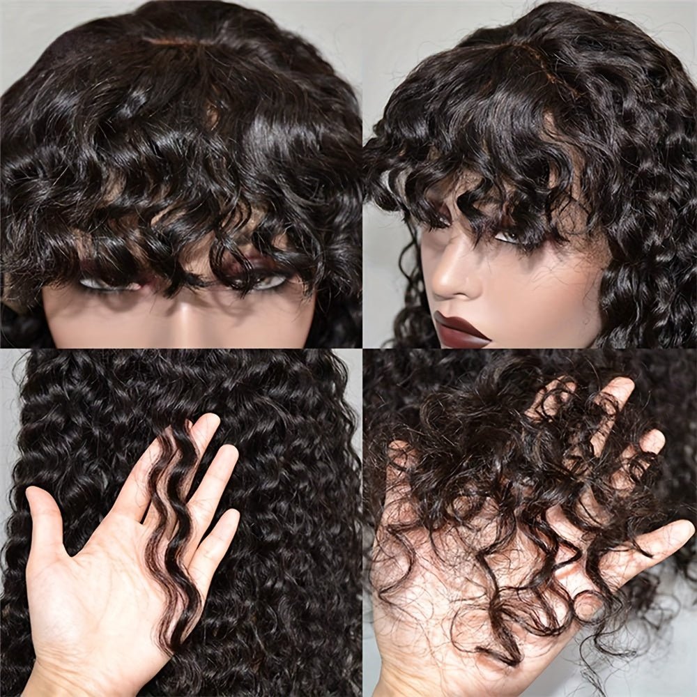 Brazilian Kinky Curly Human Hair Wig with Bangs - WigWonders
