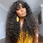 Brazilian Kinky Curly Human Hair Wig with Bangs - WigWonders