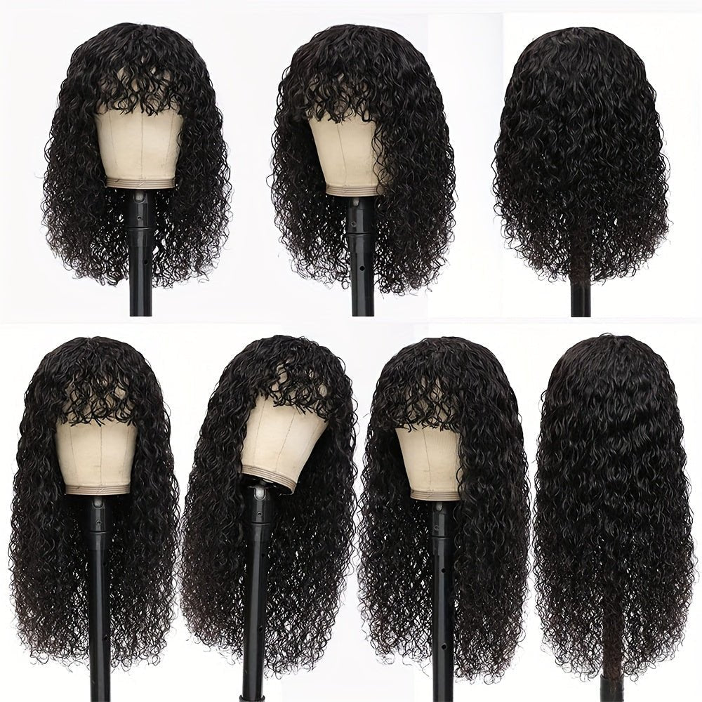 Brazilian Kinky Curly Human Hair Wig with Bangs - WigWonders
