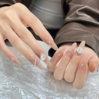 Everyday Nail Art Press-On Nails, 32 Designs — White French Silver Glitter