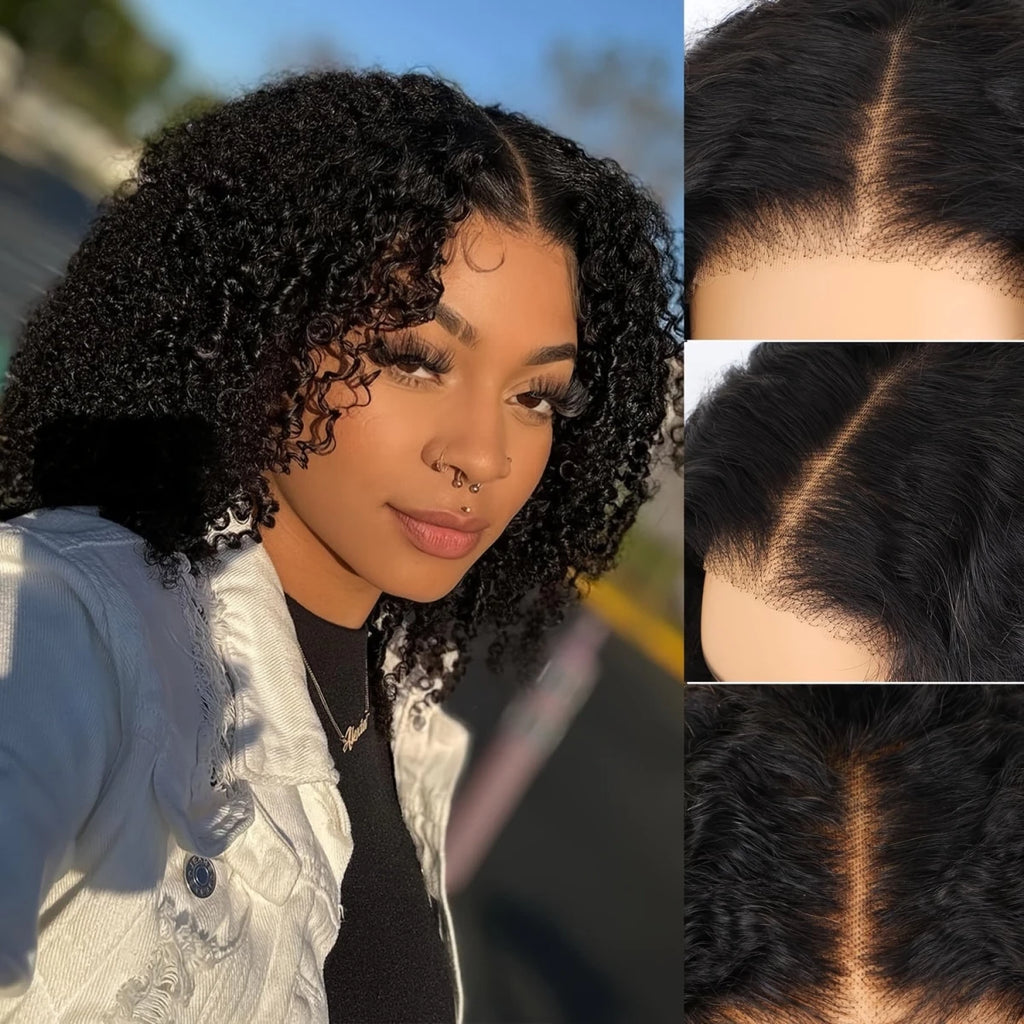 Glueless Curly Bob Wig 4x4 HD Lace Front 180% Density Human Hair Pre Cut - WigWonders