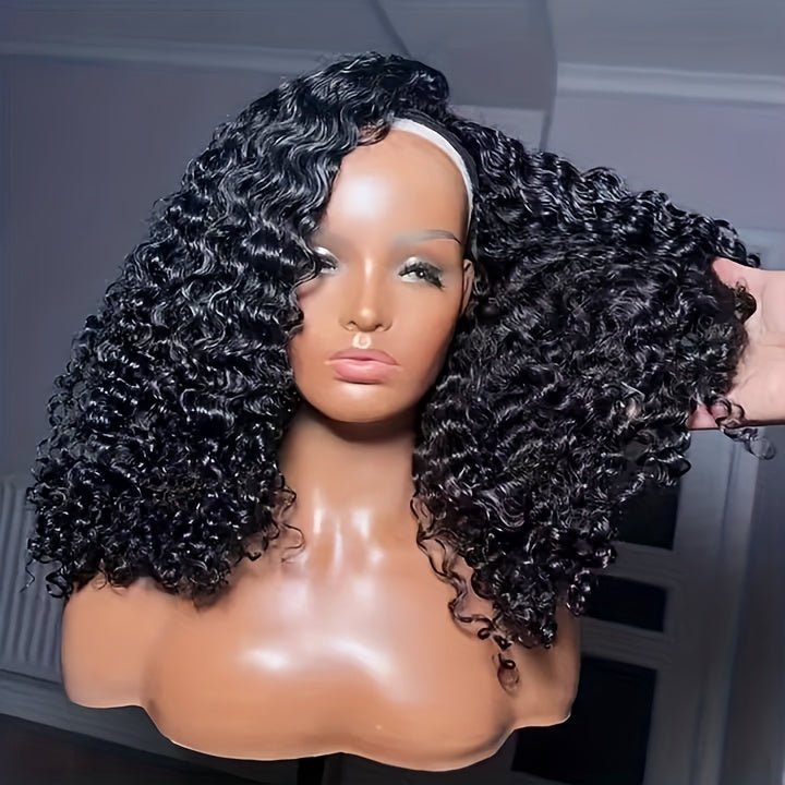 Glueless Human Hair 3-in-1 Jerry Curl Half Wig 200% Density - WigWonders