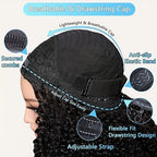 Glueless Human Hair 3-in-1 Jerry Curl Half Wig 200% Density - WigWonders