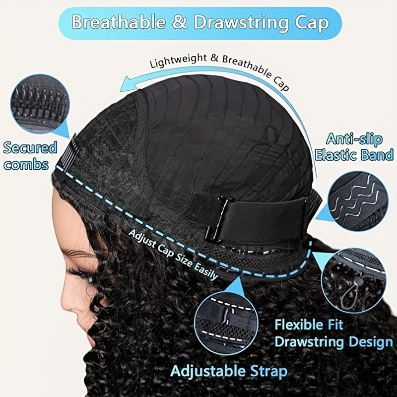 Glueless Human Hair 3-in-1 Jerry Curl Half Wig 200% Density - WigWonders