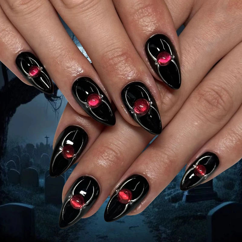 Halloween 3D Cat Eye Press-On Nails