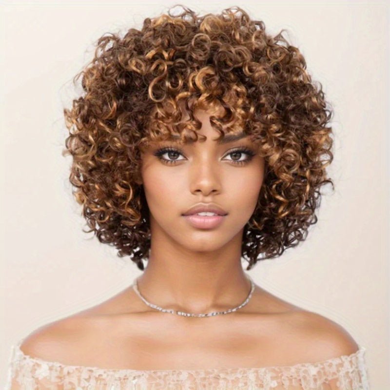 Highlighted Jerry Curly Bob Human Hair Wig - Glueless - WigWonders