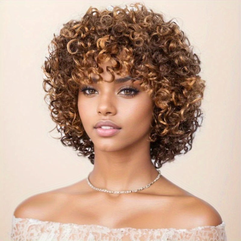 Highlighted Jerry Curly Bob Human Hair Wig - Glueless - WigWonders