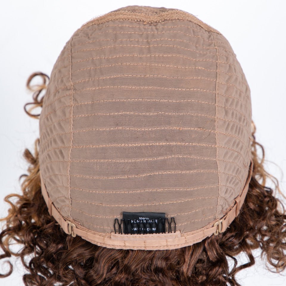 Highlighted Jerry Curly Bob Human Hair Wig - Glueless - WigWonders