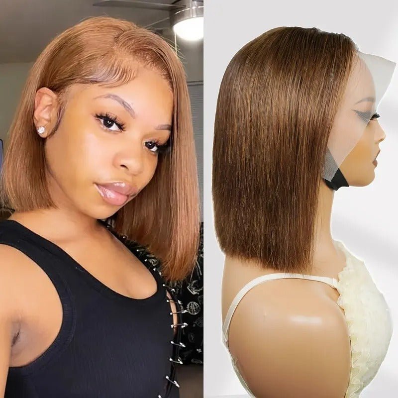 Human Hair Bob Straight Lace Front Wig - WigWonders