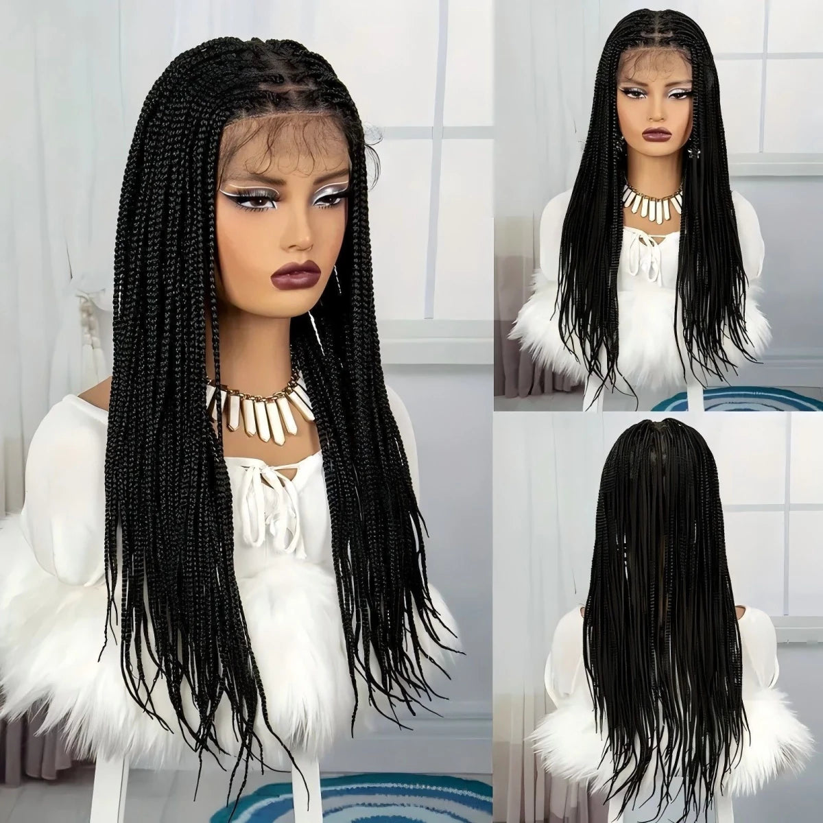 Human Hair Box Braids Wig - Full Lace Hand-Braided Wig - WigWonders