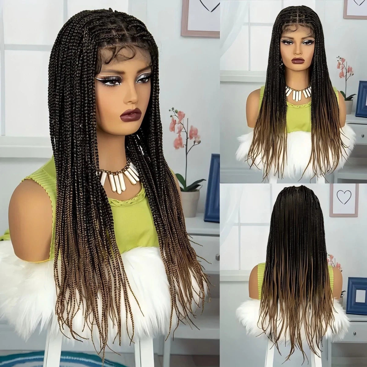Human Hair Box Braids Wig - Full Lace Hand-Braided Wig - WigWonders