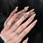 Everyday Nail Art Press-On Nails, 32 Designs — Nude Crystal Blue Flower
