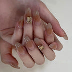 Everyday Nail Art Press-On Nails, 32 Designs — Icy Mocha Gold Gem