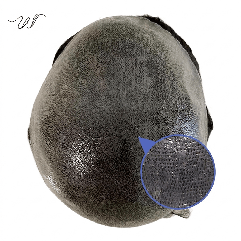 Men’s Full PU Human Hair System – Hand-Tied Skin Toupee - WigWonders