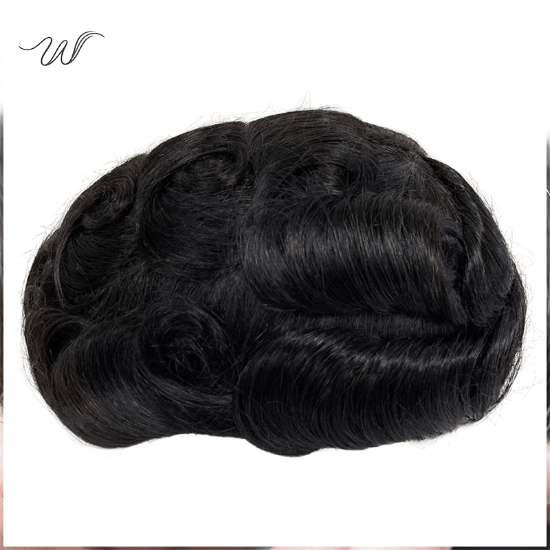 Men’s Full PU Human Hair System – Hand-Tied Skin Toupee - WigWonders