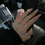Everyday Nail Art Press-On Nails, 32 Designs — Sheer Pink Crystal Accent