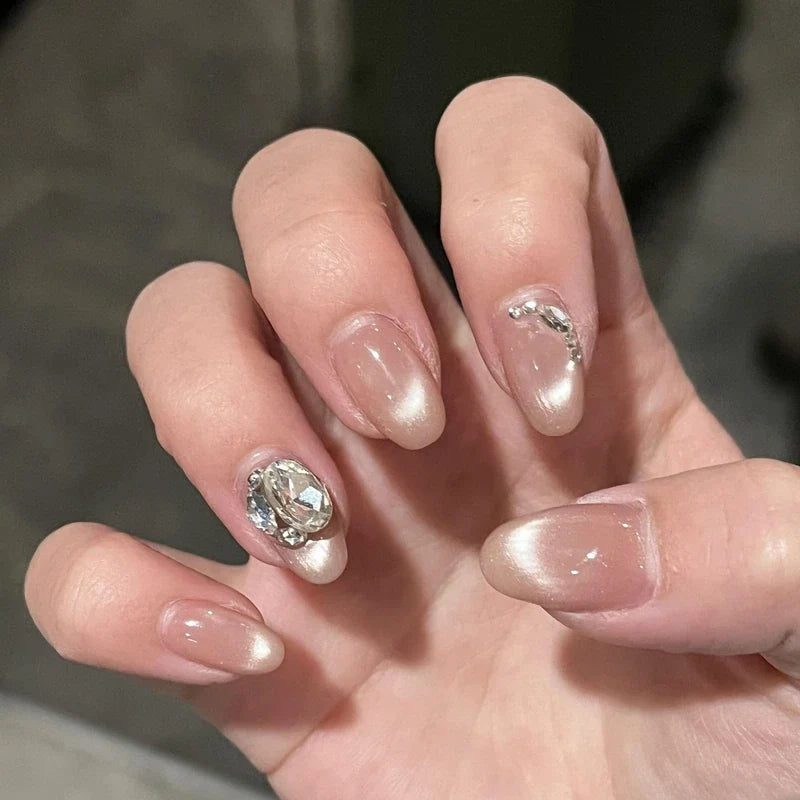 Everyday Nail Art Press-On Nails, 32 Designs — Rose Shimmer Crystal