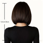 Short Bob Wig with Bangs - Brown Synthetic - WigWonders