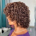 Short Curly Human Hair Wig with Bangs - WigWonders