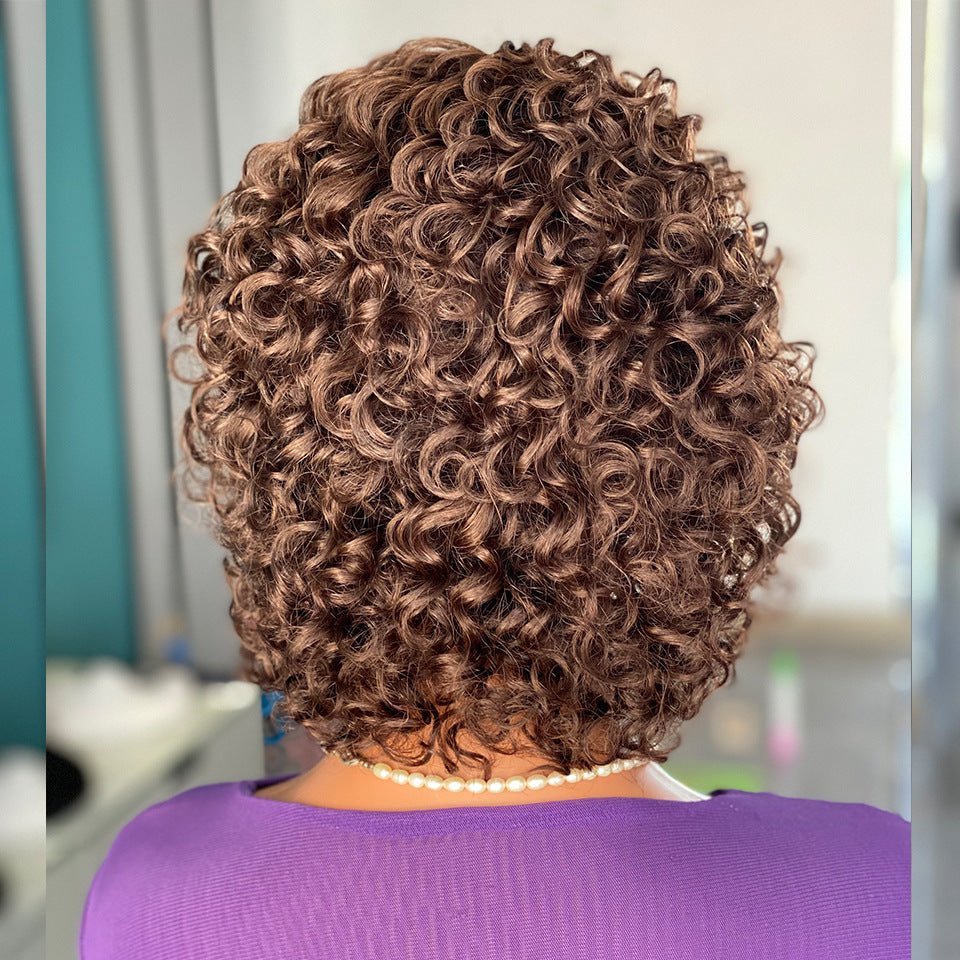 Short Curly Human Hair Wig with Bangs - WigWonders