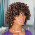 Short Curly Human Hair Wig with Bangs - WigWonders