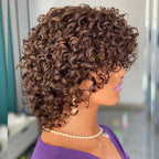 Short Curly Human Hair Wig with Bangs - WigWonders