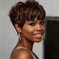 Short Pixie Cut Glueless Human Hair Wig with Bangs - WigWonders