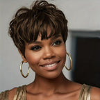 Short Pixie Cut Glueless Human Hair Wig with Bangs - WigWonders